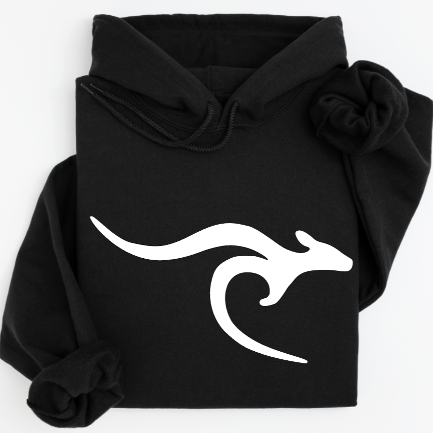 ROO - UNISEX HOODIE SWEATSHIRT -BLACK (GILDAN)