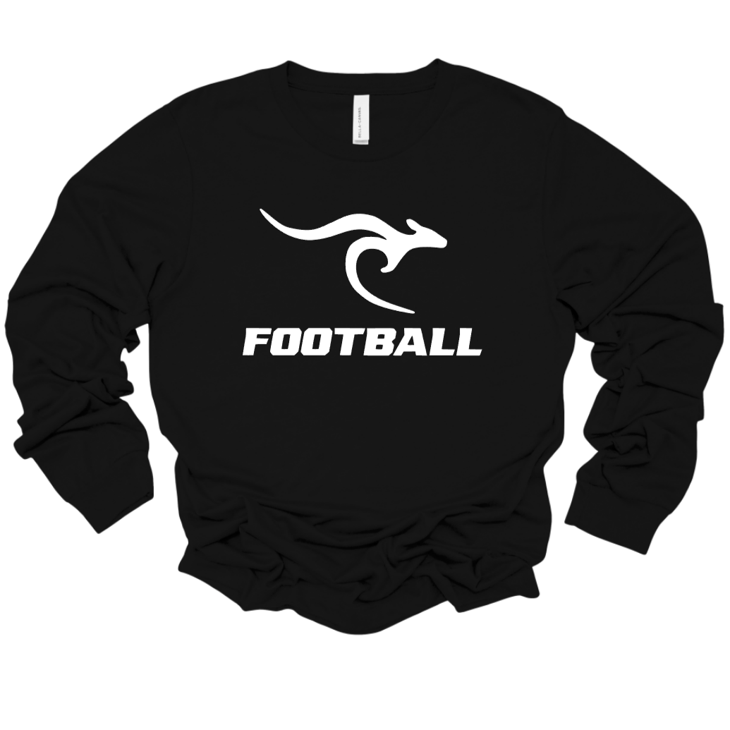 FOOTBALL - LONG SLEEVE TEE - BLACK (BELLA CANVAS)