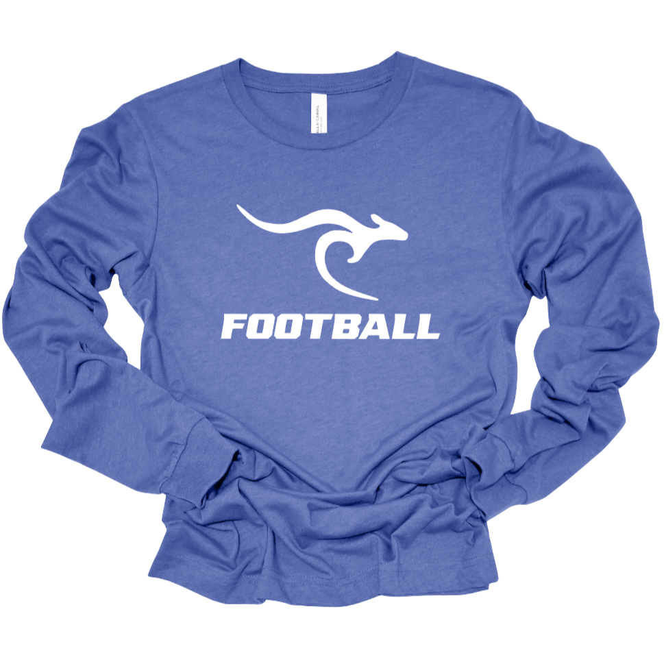 FOOTBALL - LONG SLEEVE TEE - HEATHER ROYAL (BELLA CANVAS)